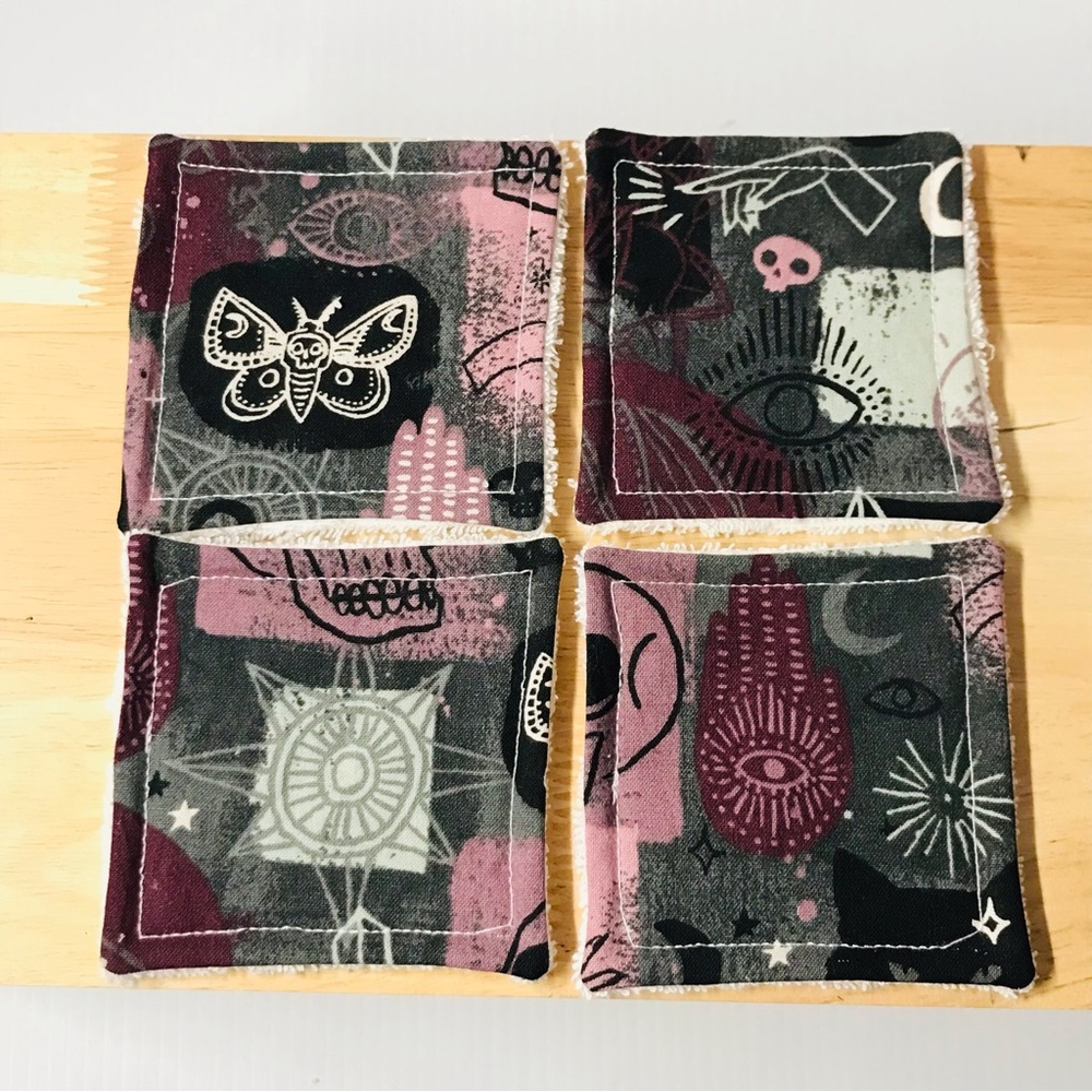 Reusable Set of Four 3.25” Crystal Themed Handmade Makeup Remover Cloths
